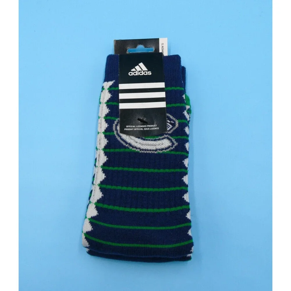 Vancouver Canucks Crew Socks Womens One Size Adidas Blue Hockey NHL Mid‎ Y2K New